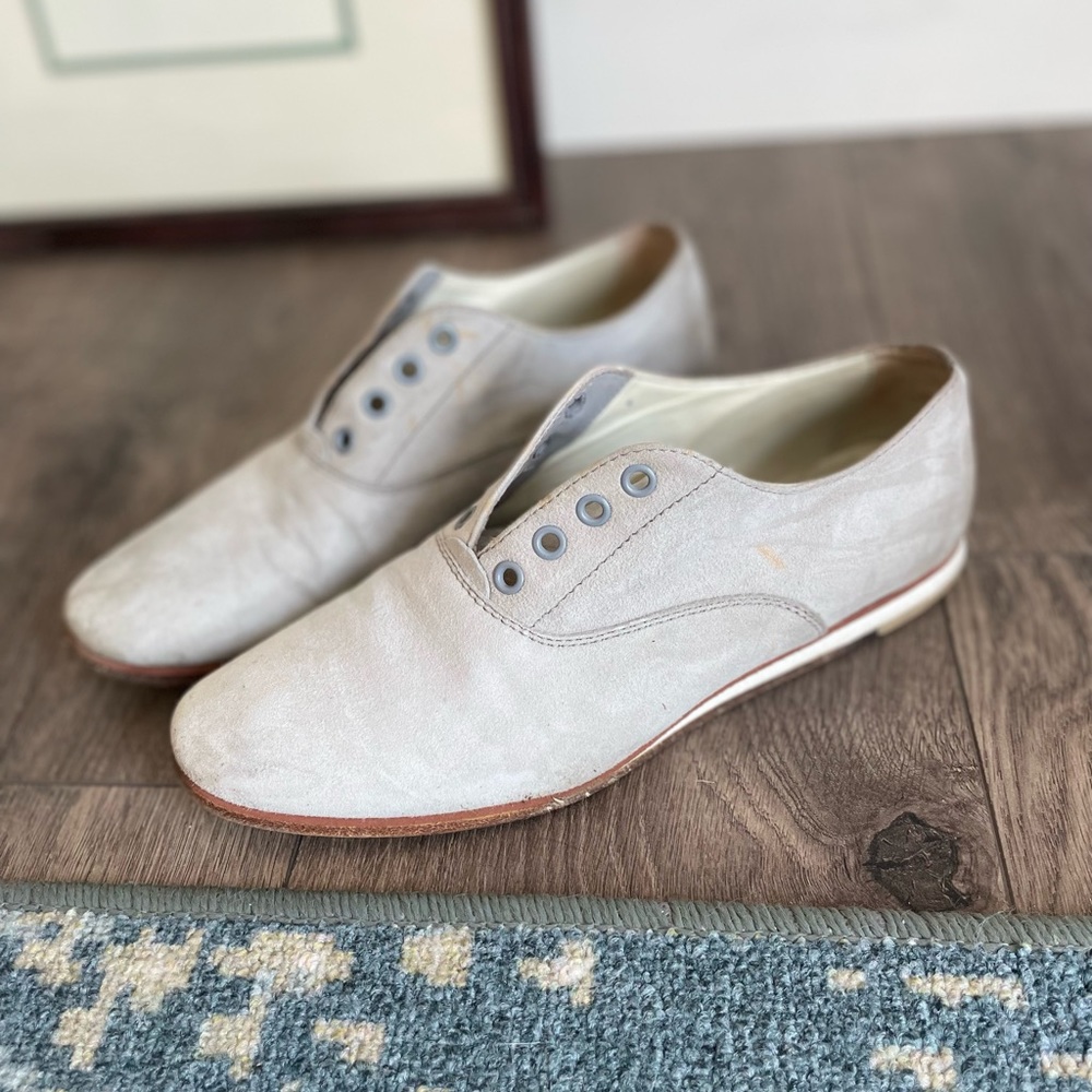 Tod’s Italian Suede Leather Handmade Slip On Sneakers Light Blue